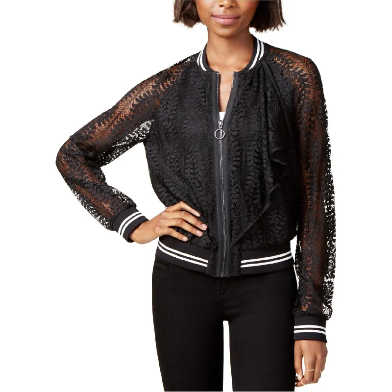 women's faux fur coat -Rachel Roy Womens Lace Bomber Jacket