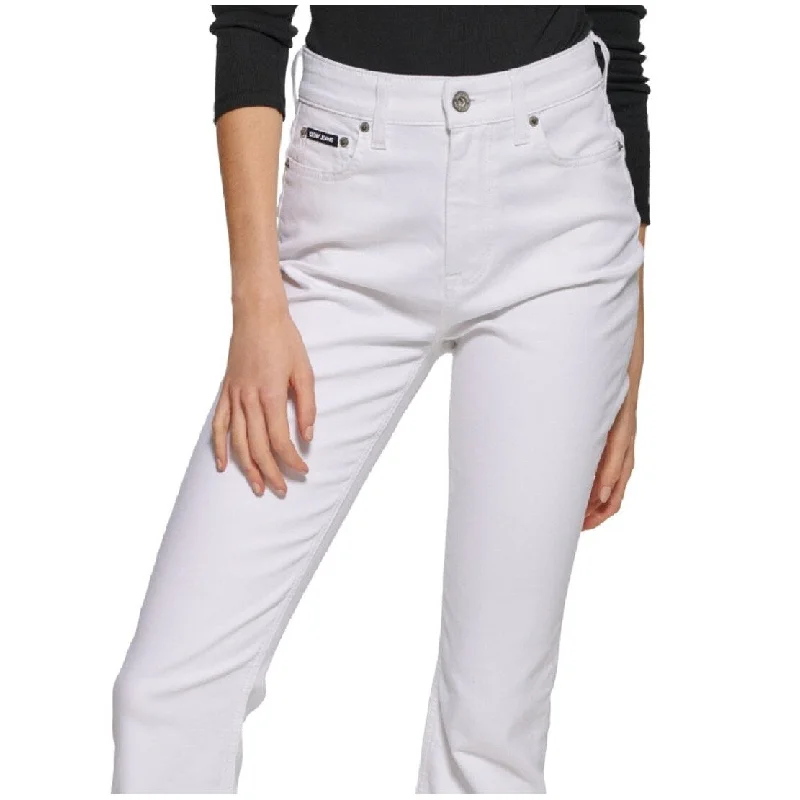 women's denim capris -Dkny Women's Boerum High Rise Flare Leg Jeans White Size 30