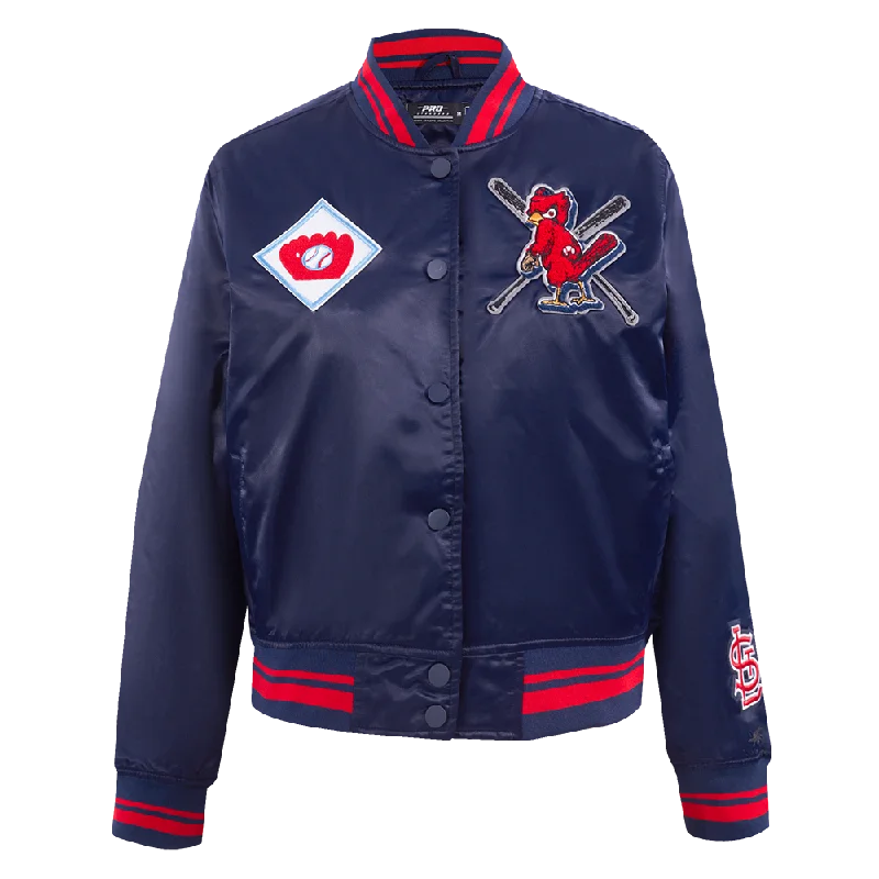 stylish fleece-lined coat for women -MLB ST. LOUIS CARDINALS MASHUP WOMEN'S RIB SATIN JACKET (MIDNIGHT NAVY/RED/MIDNIGHT NAVY)