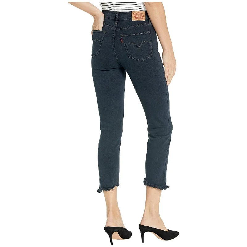 high-rise slim-fit jeans for women -Levi's Women's versatile blend of ultra soft fibers and powerful stretch High Rise Straight Crop Jeans Blue Size 27