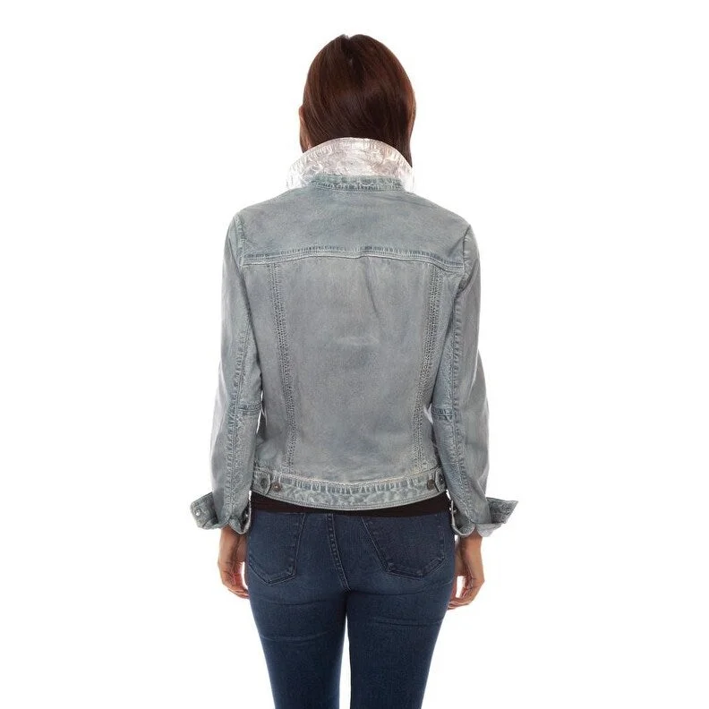 structured blazer jacket for women -Scully Western Jacket Womens Leather Jean Button Denim F0_L1041