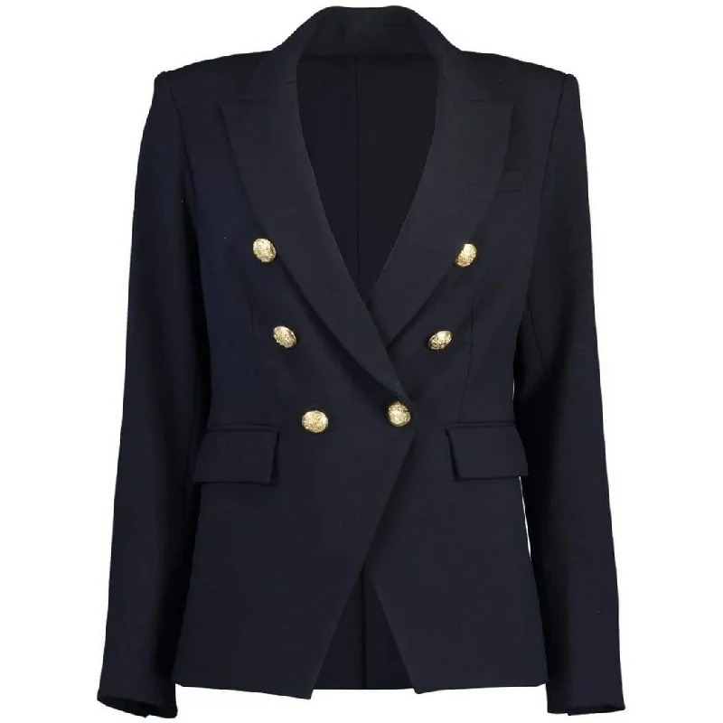 women's long trench coat -Veronica Beard Women's Miller Dickey Jacket Navy Blue