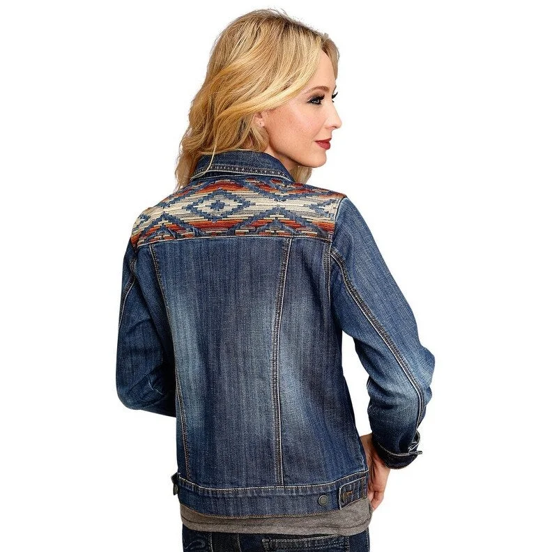 winter-ready women's parka -Stetson Western Jacket Womens Denim Button Blue 11-098-0594-7022 BU