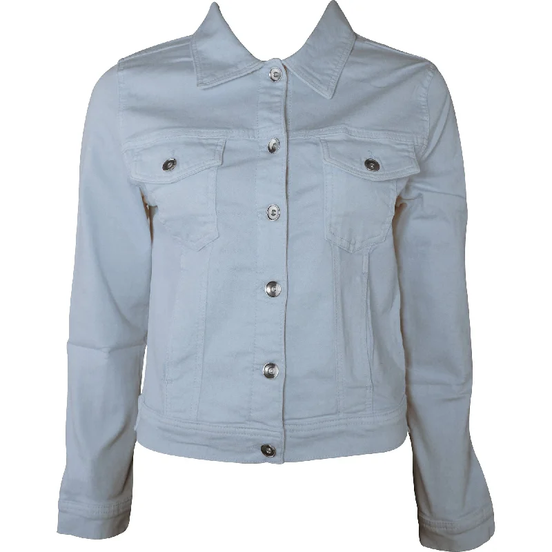 women's asymmetrical zip jacket -Amara Reya AR Feather Womens Denim Jacket - Blue