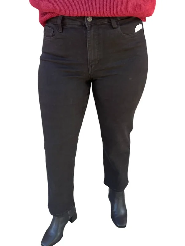 stylish wide-leg denim pants -Vervet Ankle Straight Jeans In Black