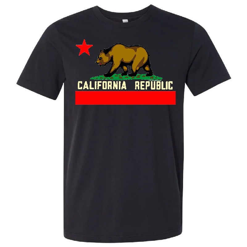 chic layered ruffle top for ladies -California State Flag Borderless Asst Colors Mens Lightweight Fitted T-Shirt/tee