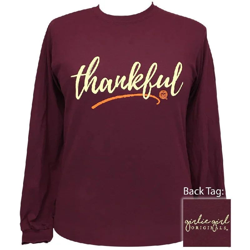 women's ribbed knit top -Thankful-Maroon LS-2334