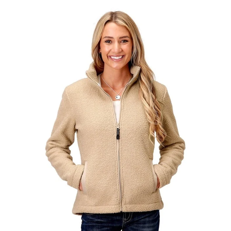 women's hooded winter jacket -Roper Western Jacket Womens Zip Fleece Brown 03-098-0250-6176 BR