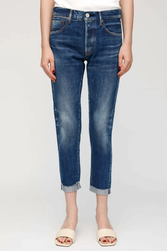 women's skinny ankle-length jeans -Wilbur Tapered Mid-Rise Jean In Blue