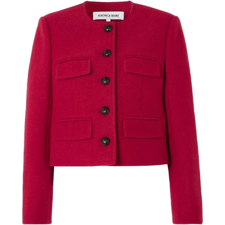 casual oversized shacket for women -Veronica Beard Womens Leslie Jacket Crimson