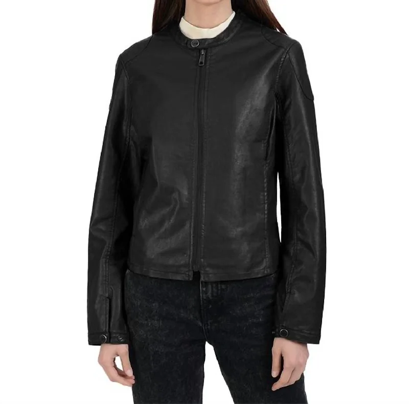 stylish leather jacket for women -Leather Jacket In Black