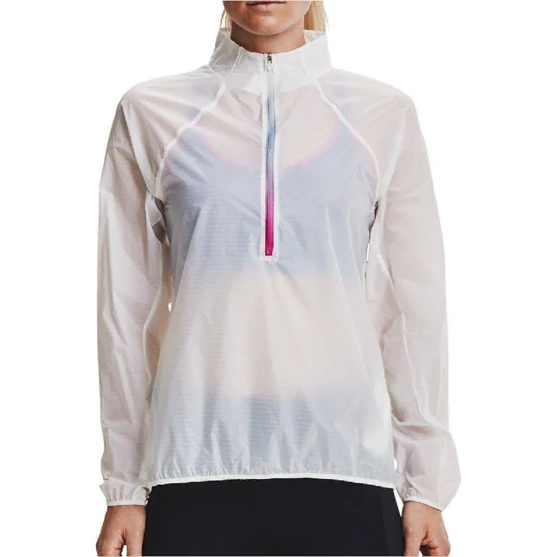 women's outdoor fleece jacket -Under Armour Impasse Flight Half Zip Womens Running Jacket - White