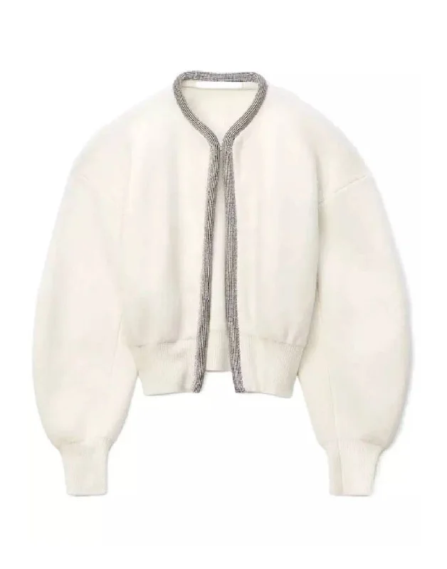 women's travel-friendly jacket -Diamond Neckline Open Cardigan