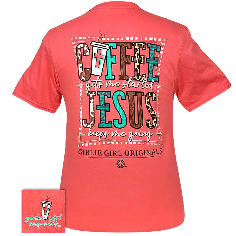 cute button-front blouse for women -Coffee Jesus Coral Silk SS-2511