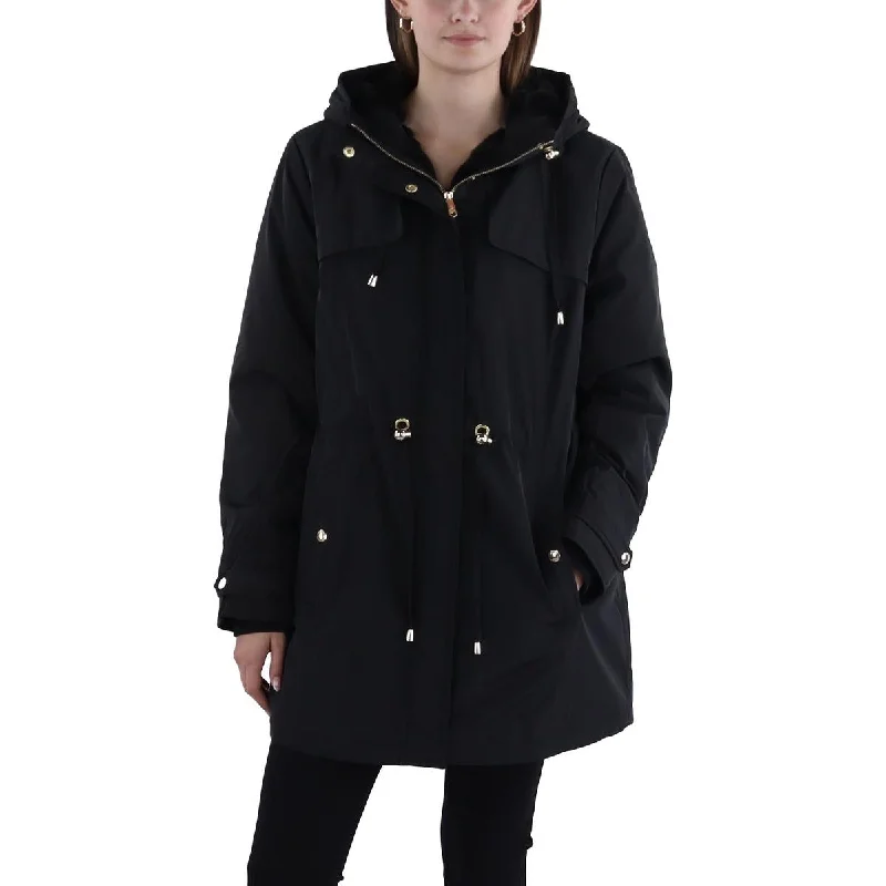 military-style coat for women -Sam Edelman Womens Hooded Long Parka Coat