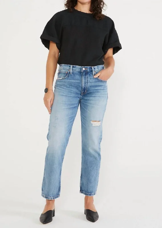 ladies' mid-rise bootcut jeans -Rhea Midrise Straight Crop In North Shore