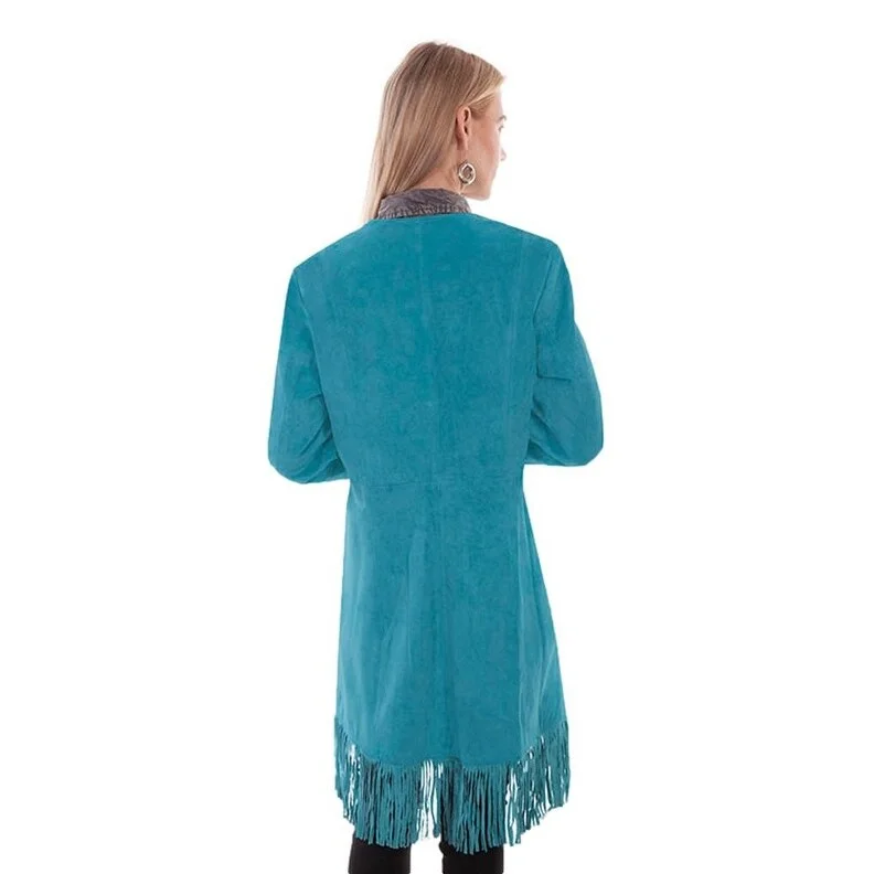 women's elegant cape coat -Scully Western Jacket Womens Studs Fringe Embroidered Suede F0_L165