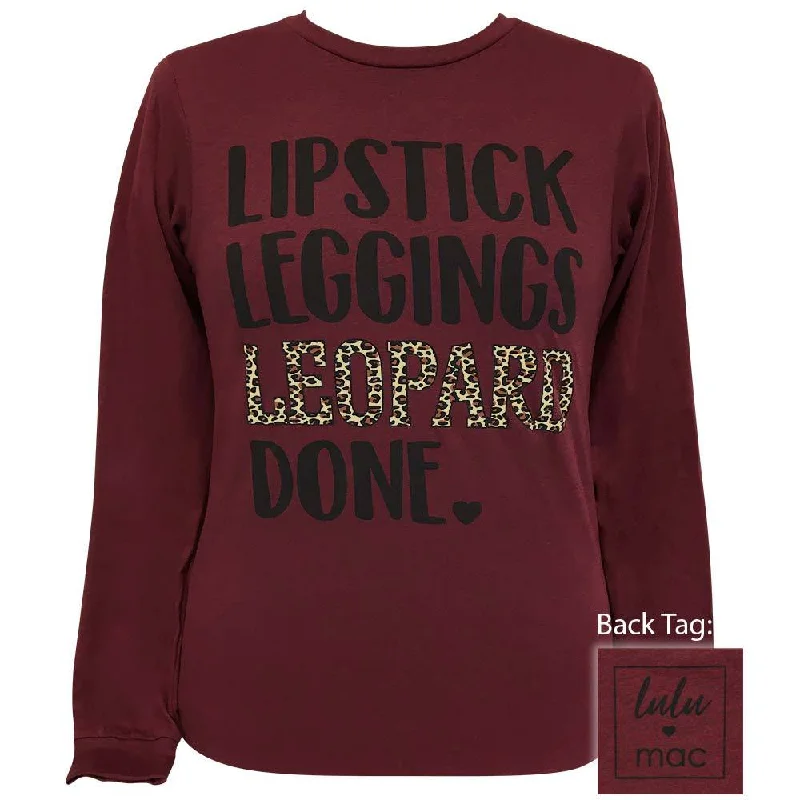 ladies' lightweight summer top -lulu mac-Lipstick Leggings Leopard-Heather Cardinal LS-LM43