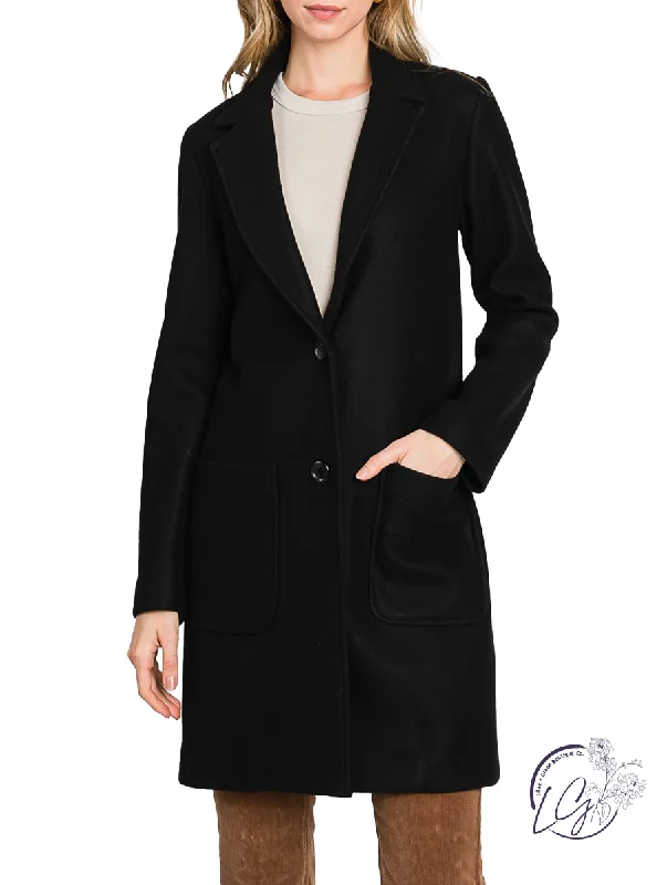 soft touch sherpa coat for women -Not Saying Anything Long Blazer Coat