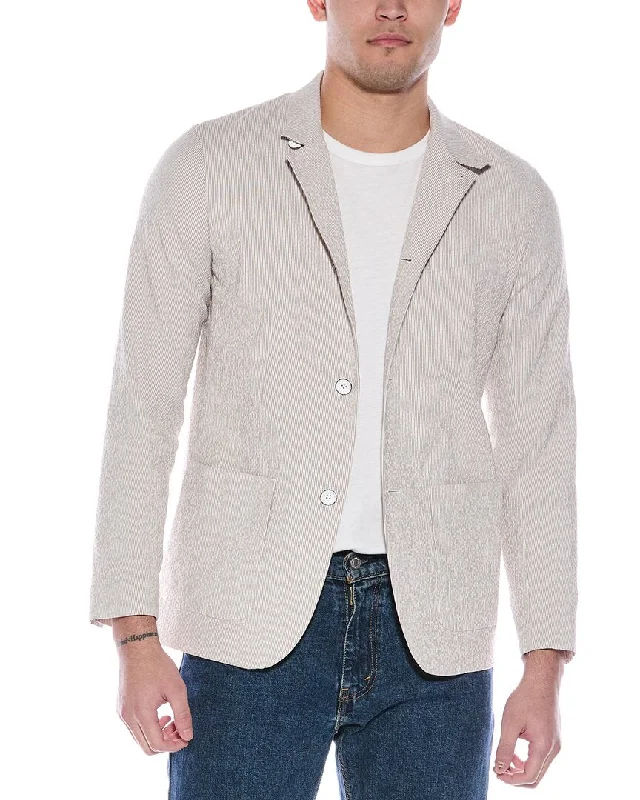 ladies' soft knit cardigan coat -rag & bone Linden Seersucker Stripe Blazer