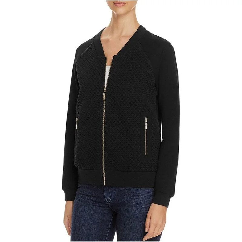 women's asymmetrical zip jacket -Finity Womens Quilted Knit Bomber Jacket