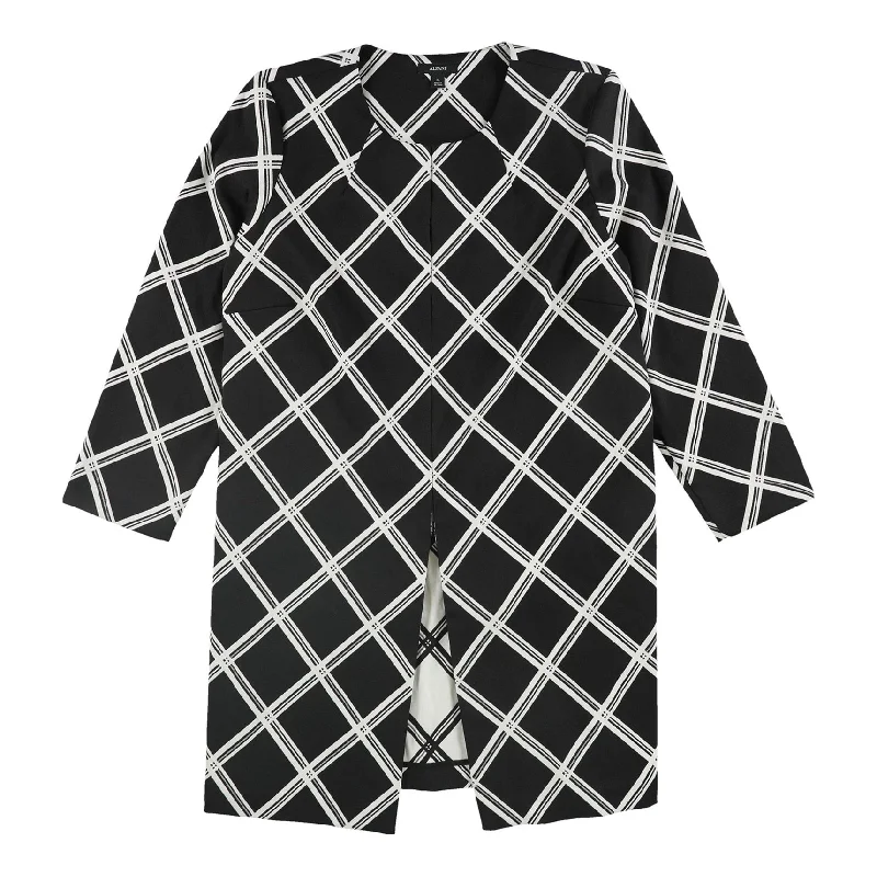 women's belted trench coat -Alfani Womens Plaid Jacket