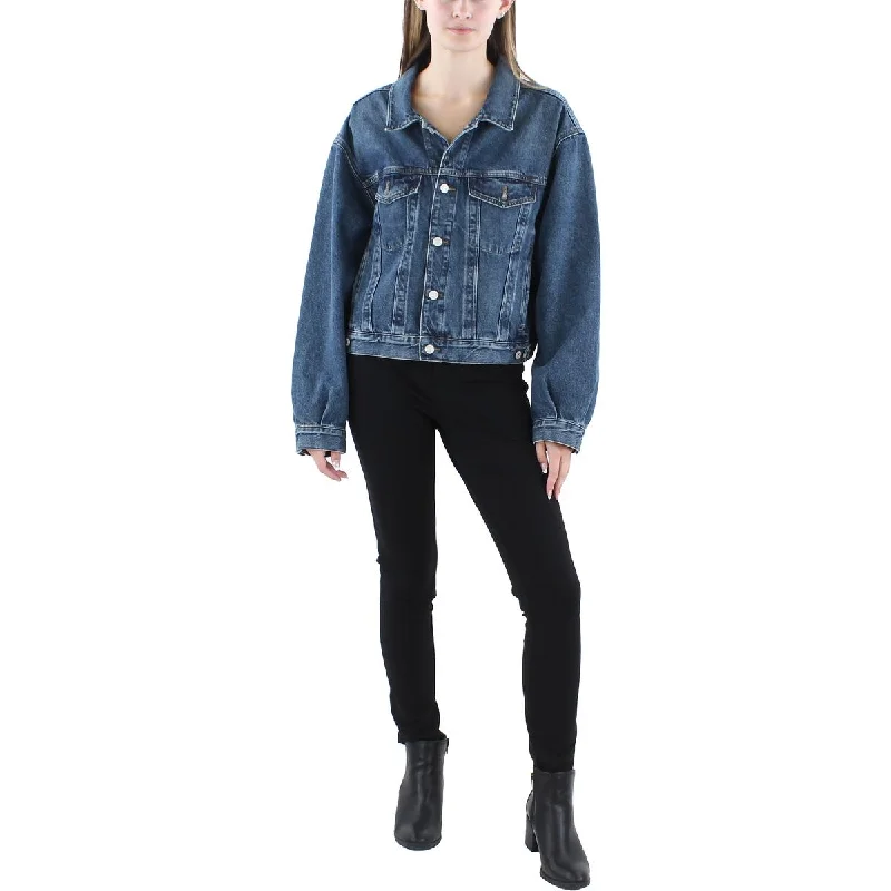 sophisticated evening coat for women -Agolde Womens Charli Organic Cotton Denim Denim Jacket