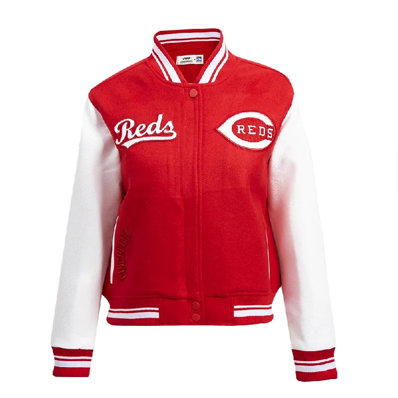 women's double-breasted coat -MLB CINCINNATI REDS RETRO CLASSIC WOMEN'S RIB WOOL VARSITY JACKET (RED/WHITE)