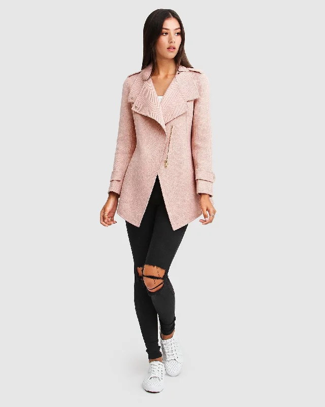 versatile casual coat for women -Bad Girl Wool Blend Moto Coat