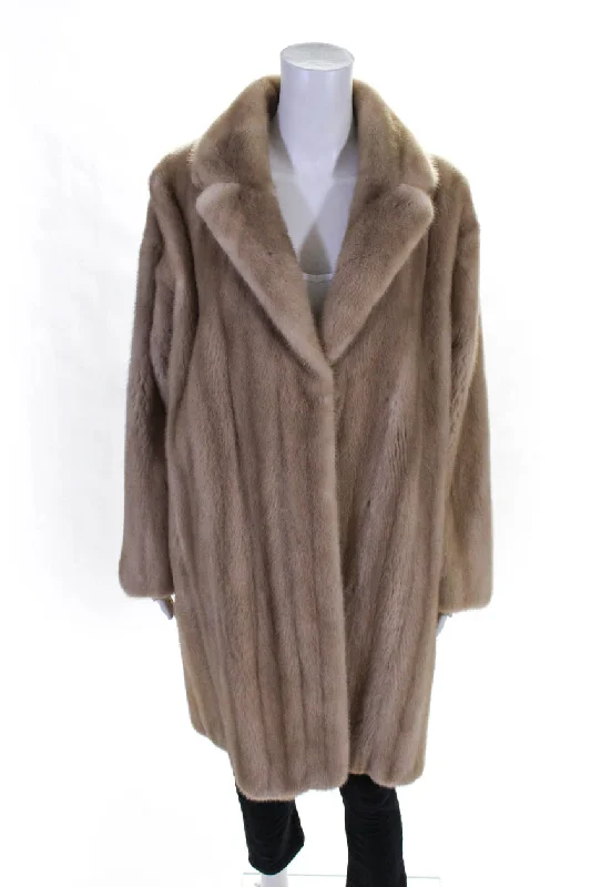 ladies' lightweight anorak coat -Oscar de la Renta Womens Blonde Mink Fur Silk Lined Coat Blonde