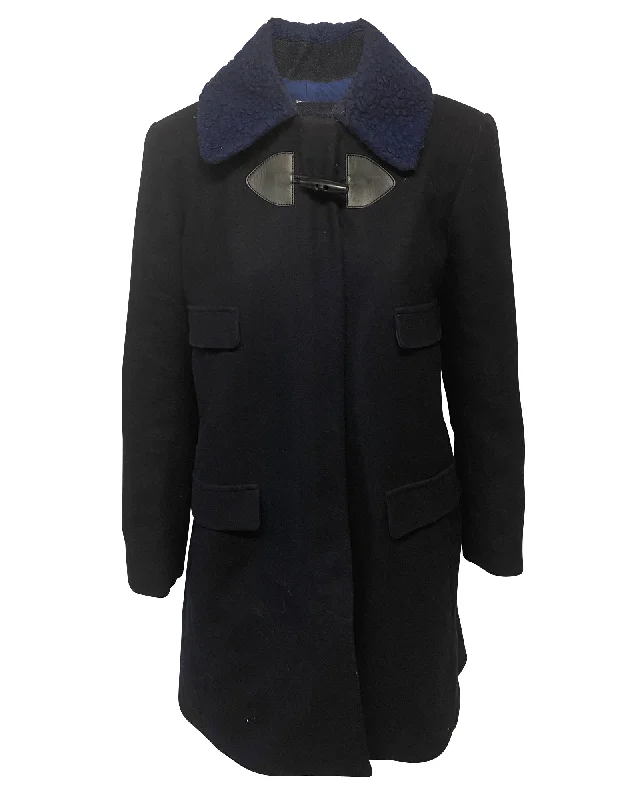 versatile casual coat for women -See by Chloe Winter Coat in Navy Blue Polyester