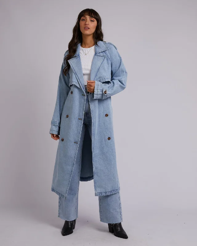 women's relaxed fit blazer -All About Eve Rio Trench Coat Light Blue