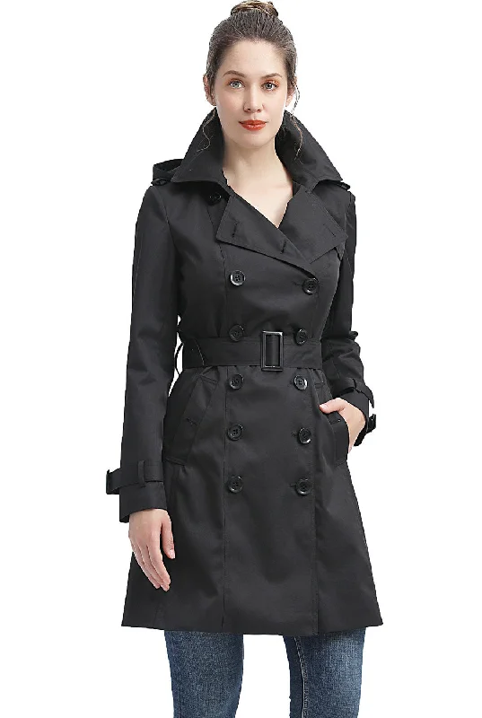 ladies' soft knit cardigan coat -BGSD Women Alexa Waterproof Classic Hooded Trench Coat