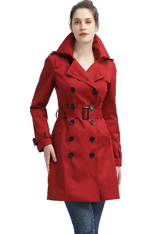 long elegant trench coat for women -BGSD Women Alexa Waterproof Classic Hooded Trench Coat