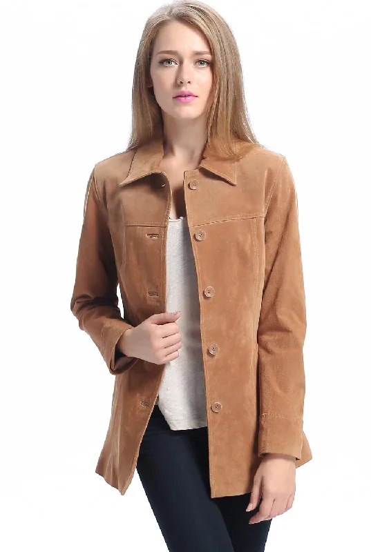 casual oversized shacket for women -BGSD Women Anna Suede Leather Car Coat