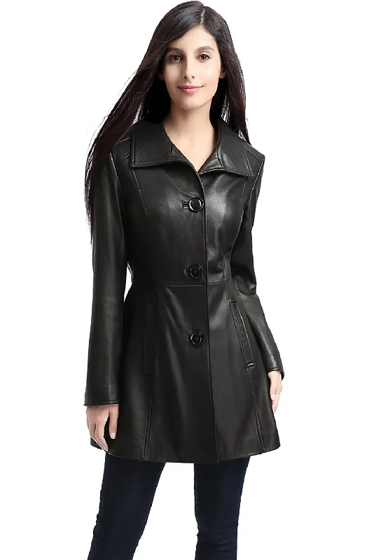 warm padded coat for women -BGSD Women Belle Lambskin Leather Coat