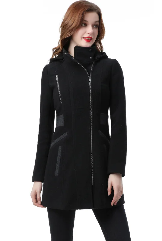 urban streetwear jacket for women -BGSD Women Carrie Wool Color Block Coat