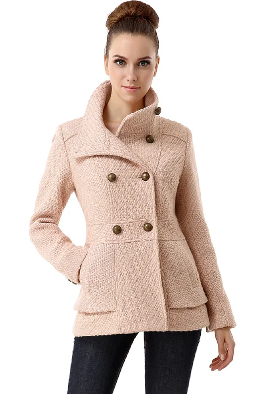 women's thermal long coat -BGSD Women Cheri Wool Boucle Coat