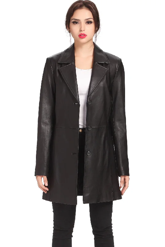 stylish longline coat for women -BGSD Women Danielle Lambskin Leather Walking Coat