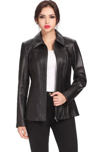 women's varsity bomber jacket -BGSD Women Ellen Lambskin Leather Jacket