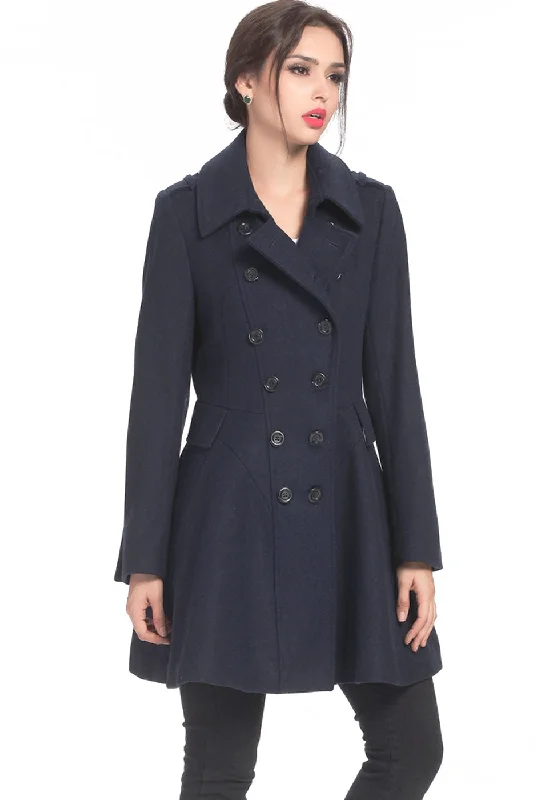 ladies' lightweight anorak coat -BGSD Women Emma Fit & Flare Wool Pea Coat