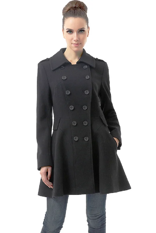 winter-ready faux shearling jacket for women -BGSD Women Emma Fit & Flare Wool Pea Coat