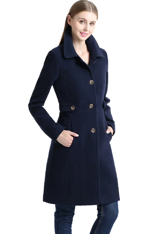 sustainable eco-friendly coat for women -BGSD Women Heather Wool Walking Coat