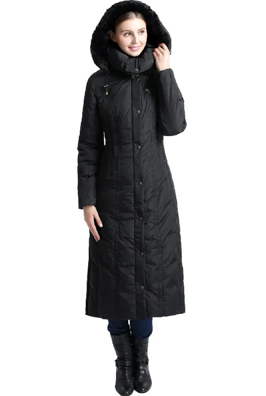 urban style cropped puffer jacket -BGSD Women's "Lacey" Water Resistant Hooded Long Down Puffer Coat