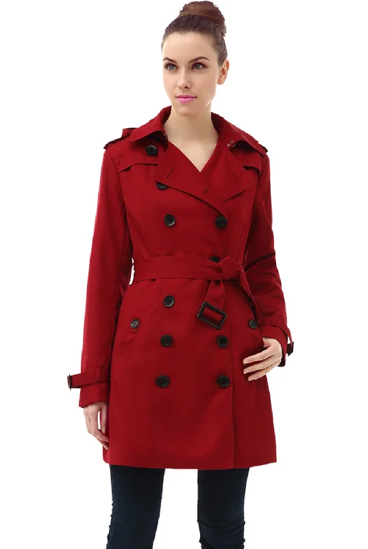 women's relaxed boyfriend blazer -BGSD Women Leah Waterproof Hooded Mid Length Trench Coat