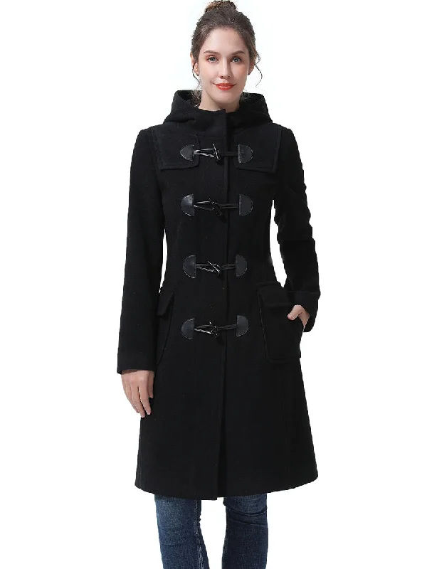 cropped faux leather jacket for women -BGSD Women Liv Hooded Toggle Duffle Wool Coat