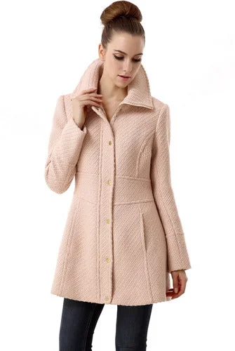 warm down coat for women -BGSD Women Lorelei Wool Boucle Walking Coat