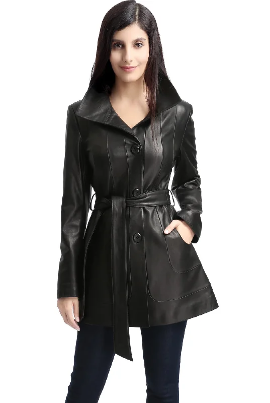 cropped wool blazer for women -BGSD Women Madison Lambskin Leather Coat