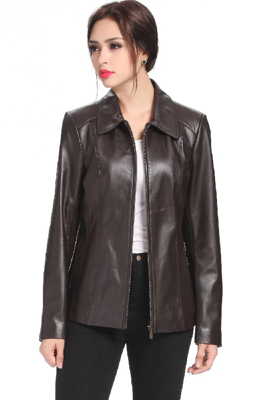 lightweight packable jacket for women -BGSD Women Miranda Lambskin Leather Jacket