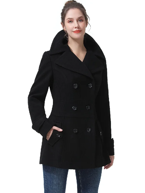 luxury designer winter coat for women -BGSD Women Mya Wool Pea Coat